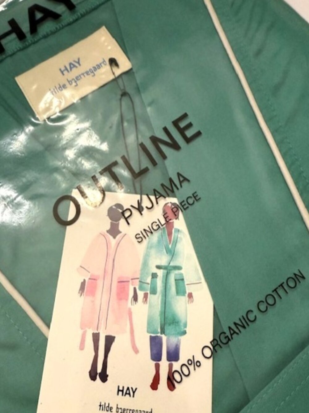 Hay Outline Green Cotton Robe by Tilde Bjerregaard Unisex Emerald Green Cotton - Picture 3 of 6